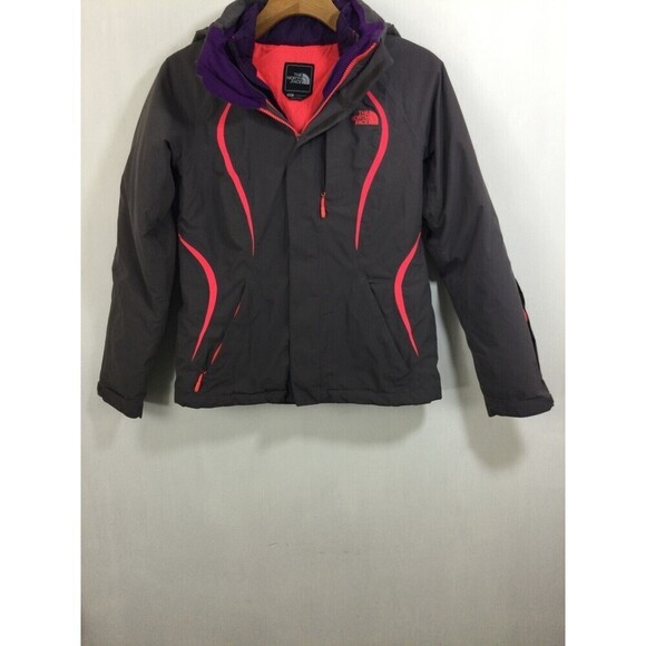 North Face Women Soft Shell Double Zipper 3 in 1 Ski Jacket Gray Pink Purple Sm - Picture 9 of 10